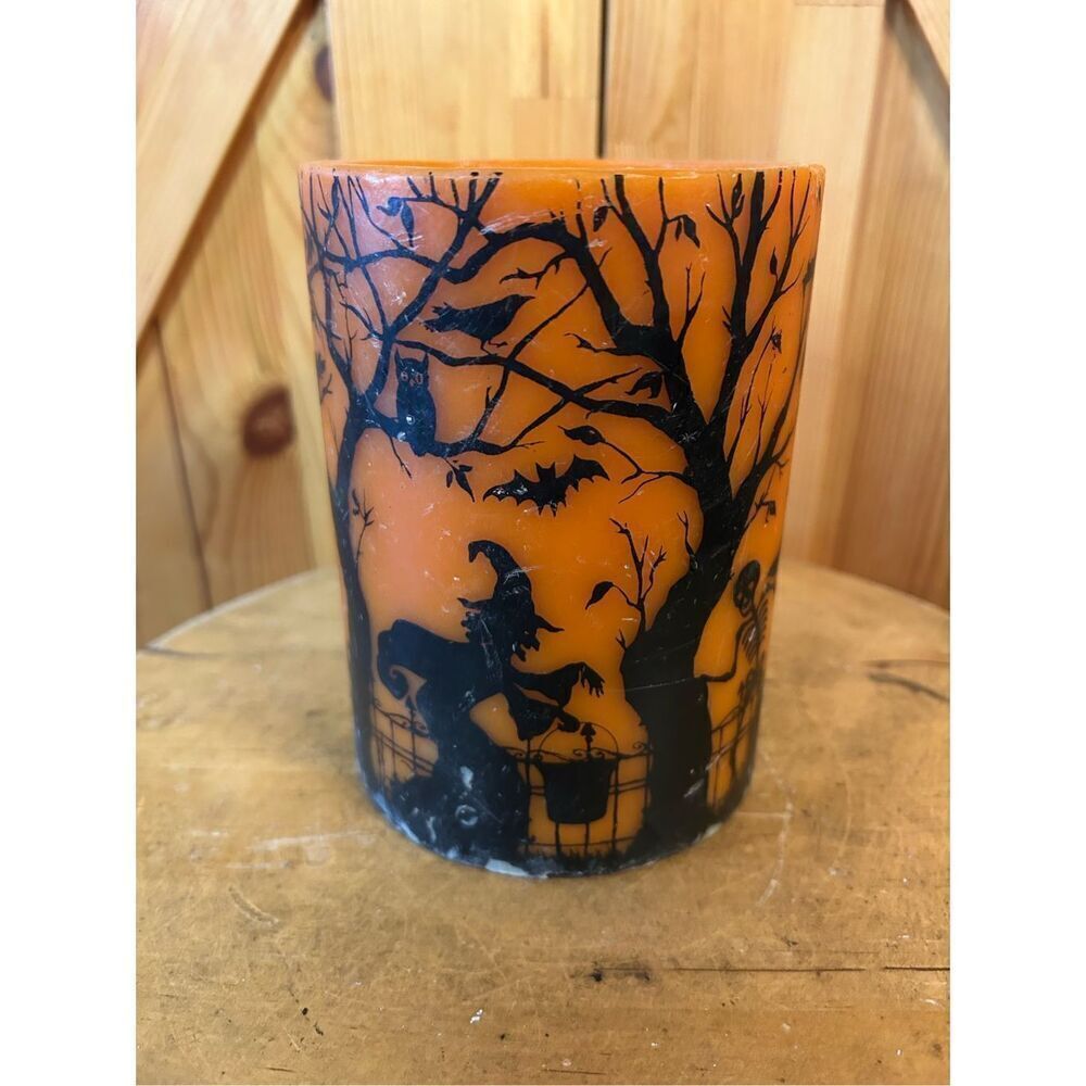 Haloween Spooky Time Tealight Pillar Holder Jar Candle Holder Plastic or Wax (84